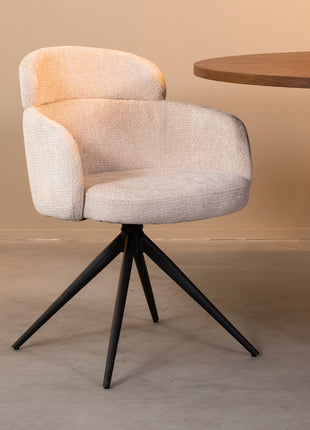 LABEL51 Eetkamerstoel Levi - Naturel - Elite - Zwart Metalen Frame