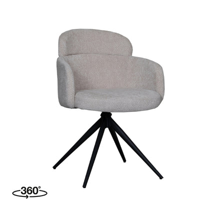 LABEL51 Eetkamerstoel Levi - Naturel - Elite - Zwart Metalen Frame