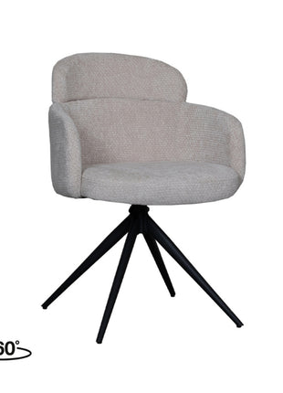 LABEL51 Eetkamerstoel Levi - Naturel - Elite - Zwart Metalen Frame