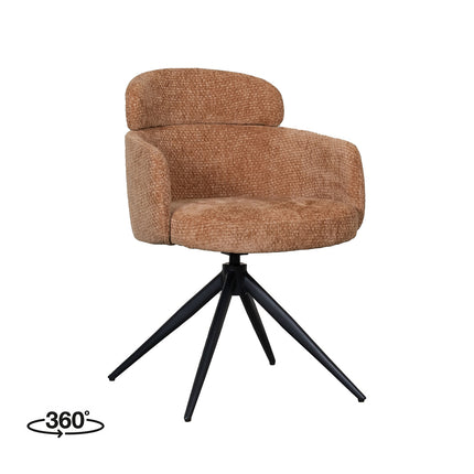 LABEL51 Eetkamerstoel Levi - Cognac - Elite - Zwart Metalen Frame