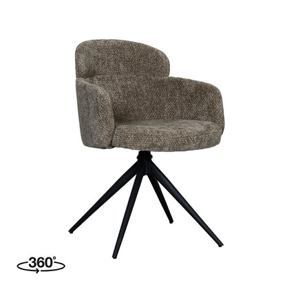LABEL51 Eetkamerstoel Levi - Hunter - Chenille - Zwart Metalen Frame