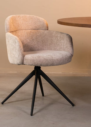 LABEL51 Eetkamerstoel Levi - Clay - Chenille - Zwart Metalen Frame