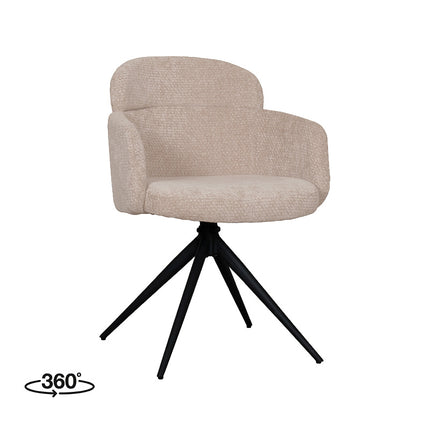LABEL51 Eetkamerstoel Levi - Clay - Chenille - Zwart Metalen Frame