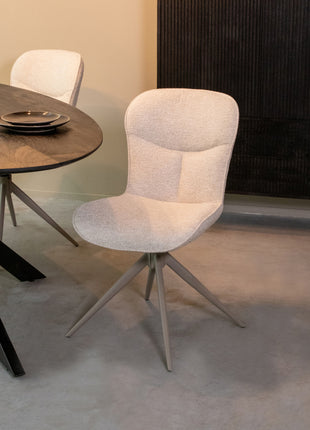 LABEL51 Eetkamerstoel Thorben - Naturel - Canyon - Taupe Metalen Frame