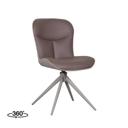 LABEL51 Eetkamerstoel Thorben - Bruin - Microvezel - Taupe Metalen Frame