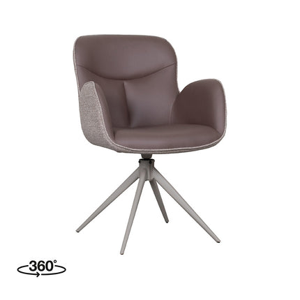 LABEL51 Eetkamerstoel Lasse - Bruin - Microvezel - Taupe Metalen Frame