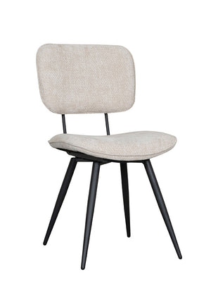 LABEL51 Eetkamerstoel Liva - Naturel - Chenille - Zwart Metalen Frame