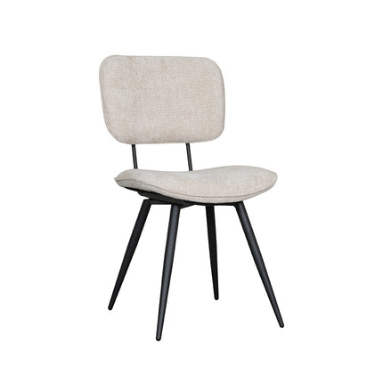 LABEL51 Eetkamerstoel Liva - Naturel - Chenille - Zwart Metalen Frame