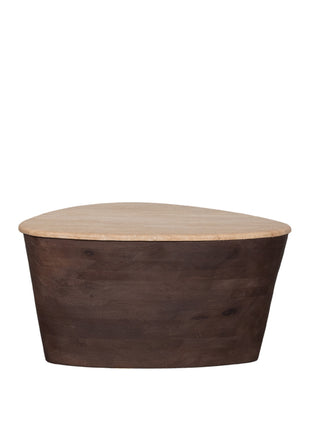 LABEL51 Salontafel Ravi - Espresso - Travertin - 70 cm