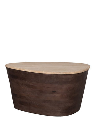 LABEL51 Salontafel Ravi - Espresso - Travertin - 70 cm