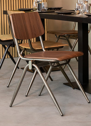 LABEL51 Eetkamerstoel Solid - Donkerbruin - Hout