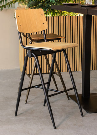 LABEL51 Barkruk Solid - Naturel - Hout - Zithoogte 75