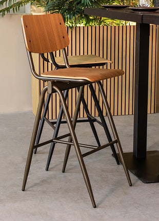 LABEL51 Barkruk Solid - Bruin - Hout - Zithoogte 75