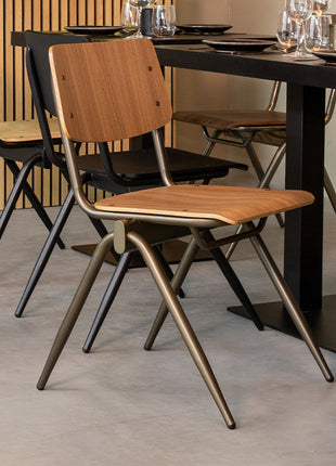 LABEL51 Eetkamerstoel Solid - Bruin - Hout