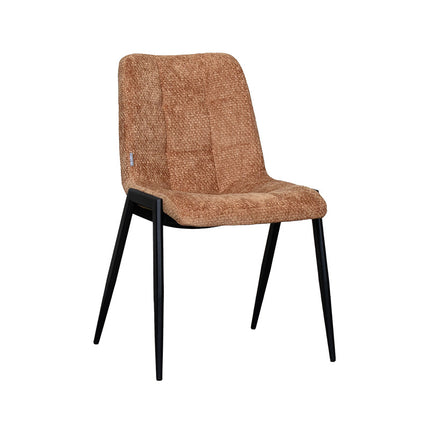 LABEL51 Eetkamerstoel Noor - Cognac - Elite - Zwart Metalen Frame