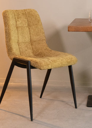 LABEL51 Eetkamerstoel Noor - Mustard - Elite - Zwart Metalen Frame