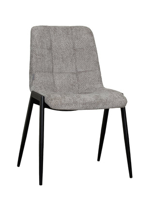 LABEL51 Eetkamerstoel Noor - Stone - Chenille - Zwart Metalen Frame