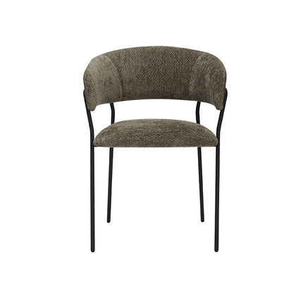 LABEL51 Eetkamerstoel Luuk - Hunter - Chenille - Zwart Metalen Frame