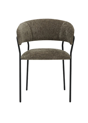 LABEL51 Eetkamerstoel Luuk - Hunter - Chenille - Zwart Metalen Frame