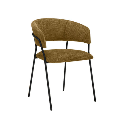 LABEL51 Eetkamerstoel Luuk - Mustard - Elite - Zwart Metalen Frame