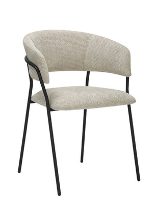 LABEL51 Eetkamerstoel Luuk - Naturel - Chenille - Zwart Metalen Frame