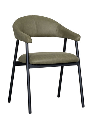 LABEL51 Eetkamerstoel Amaze - Moss - Kunstleder - Zwart Metalen Frame