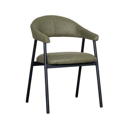 LABEL51 Eetkamerstoel Amaze - Moss - Kunstleder - Zwart Metalen Frame