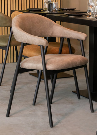 LABEL51 Eetkamerstoel Amaze - Taupe - Micro Suede