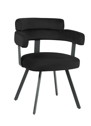 LABEL51 Eetkamerstoel Bardio - Zwart - Fluweel - Zwart Metalen Frame
