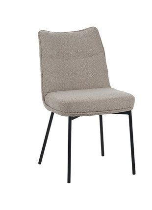 LABEL51 Eetkamerstoel Lennon - Naturel - Royal Boucle - Zwart Metalen Frame