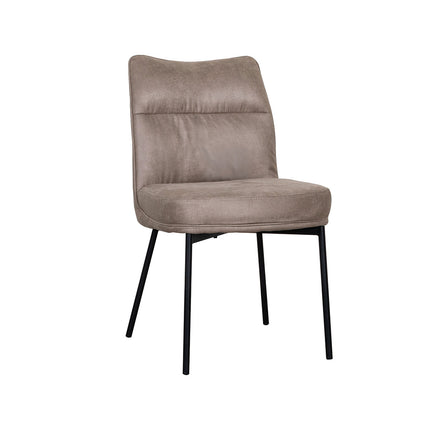 LABEL51 Eetkamerstoel Lennon - Taupe - Micro Suede - Zwart Metalen Frame