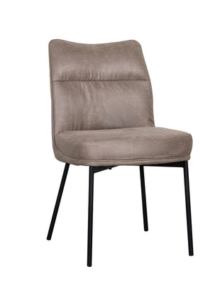 LABEL51 Eetkamerstoel Lennon - Taupe - Micro Suede - Zwart Metalen Frame