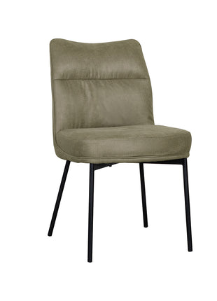 LABEL51 Eetkamerstoel Lennon - Moss - Micro Suede - Zwart Metalen Frame