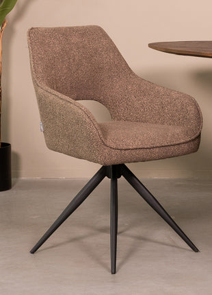 LABEL51 Eetkamerstoel Finley - Bruin - Boucle - Zwart Metalen Frame