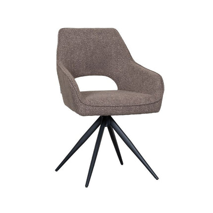 LABEL51 Eetkamerstoel Finley - Bruin - Boucle - Zwart Metalen Frame