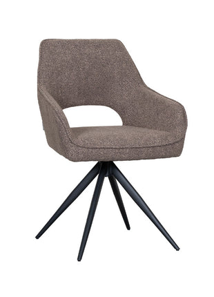 LABEL51 Eetkamerstoel Finley - Bruin - Boucle - Zwart Metalen Frame