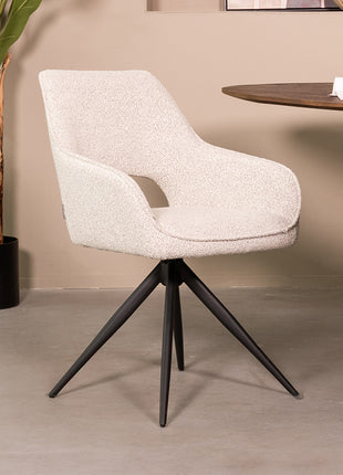 LABEL51 Eetkamerstoel Finley - Wit - Boucle