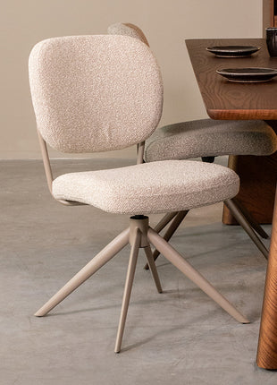 LABEL51 Eetkamerstoel Geneva - Naturel - Royal Boucle - Taupe Metalen Frame