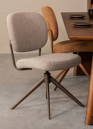 LABEL51 Eetkamerstoel Geneva - Mushroom - Royal Boucle - Brons Metalen Frame