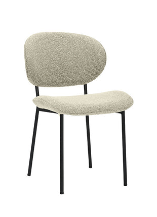 LABEL51 Eetkamerstoel Senn - Naturel - Royal Boucle - Zwart Metalen Frame