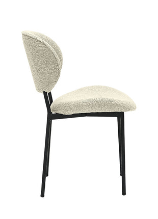LABEL51 Eetkamerstoel Senn - Naturel - Royal Boucle - Zwart Metalen Frame