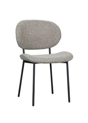 LABEL51 Eetkamerstoel Senn - Mushroom - Royal Boucle - Zwart Metalen Frame
