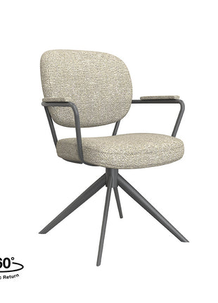 LABEL51 Eetkamerstoel Basel - Naturel - Royal Boucle - Zwart Metalen Frame