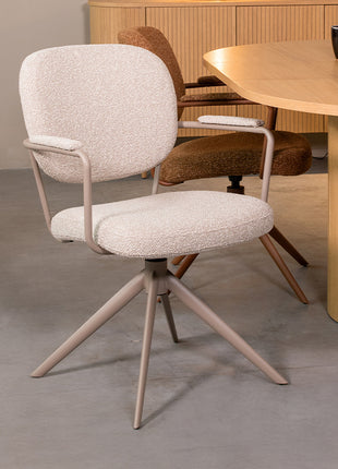 LABEL51 Eetkamerstoel Basel - Naturel - Royal Boucle - Taupe Metalen Frame