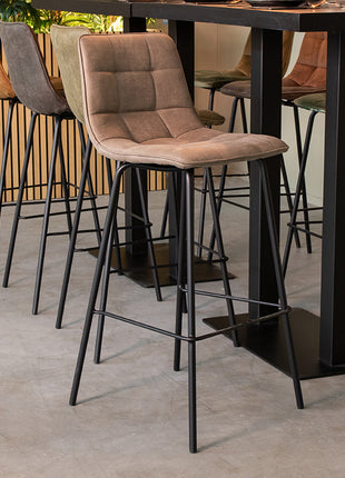 LABEL51 Barkruk Bistro - Taupe - Micro Suede