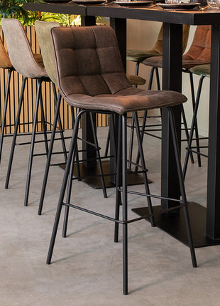 LABEL51 Barkruk Bistro - Antraciet - Micro Suede - Hoog