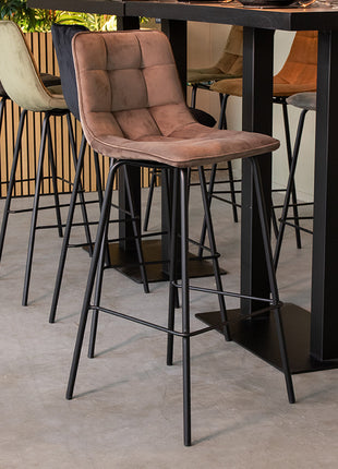 LABEL51 Barkruk Bistro - Taupe - Fluweel