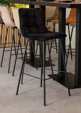 LABEL51 Barkruk Bistro - Zwart - Fluweel