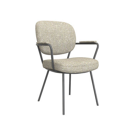 LABEL51 Eetkamerstoel Lausanne - Naturel - Royal Boucle - Zwart Metalen Frame