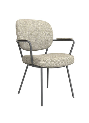 LABEL51 Eetkamerstoel Lausanne - Naturel - Royal Boucle - Zwart Metalen Frame